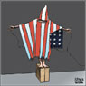 Aislin cartoon May 6, 2004.  Events at Abu Ghraib Prison tarnished U.S. troops reputation.