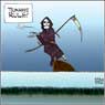 Aislin cartoon December 28, 2004.  2004 ended in tragedy with the tsunami in Southeast Asia.