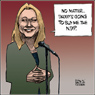 Aislin Cartoon April 7, 2006.  Belinda Stronach, now a Liberal, decides not to seek leadership when Paul Martin steps down. 