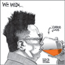 Aislin Cartoon October 11, 2006.  Kim Jong Il sets off nuclear bomb. In other news, a brand of carrot juice is paralyzing people.